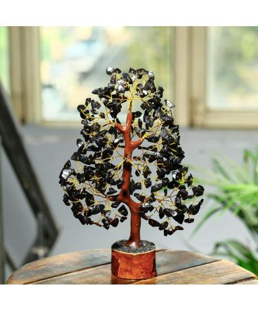 Black Tourmaline Stone Crystal Tree - Feng Shui Gem Tree for Office Desk Decor - Positive Tourmaline Quartz Crystal Gifts - Buy Online on GoSupps.com