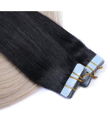 Buy #1B/Gray Ombre Tape-In Hair Extensions - 40cm 40 Bricks - 100% Remy Real Hair with Adhesive Tape - Novon Hair Extensions - Buy Online on GoSupps.com