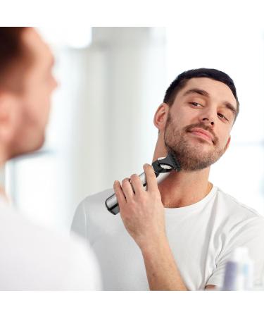 BarberBoss Professional Facial Groomer Beard Trimmer Hair Clipper Men Detail Trimmer USB Rechargeable Red/Green Light Stainless Steel T-Blade QR-2090 - Buy Online on GoSupps.com