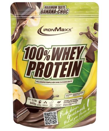 Ironmaxx 100% whey protein powder - banana choc 500g bag |Suck -reduced water -soluble protein powder from whey protein |many different flavors
