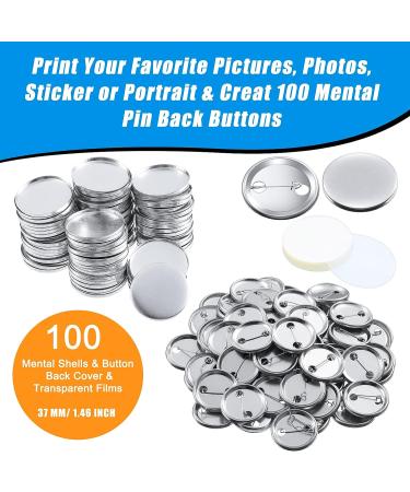 300 Pieces Blank Button Making Supplies Round Badge Button Parts Metal Button Pin Badge Kit for Button Maker Machine  Including Metal Shells Back Cover and Clear Film (Tinplate 1.46 Inch) 37 mm/ 1.46 Inch  metal - Buy Online on GoSupps.com