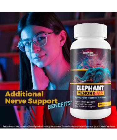 Elephant Memory Hack - Our Best Brain Supplement for Mental Alertness Memory Focus & Concentration - Daily Brain Booster Supplement - Focus Iq Memo Boost Mental Clarity and Focus Supplements - Buy Online on GoSupps.com