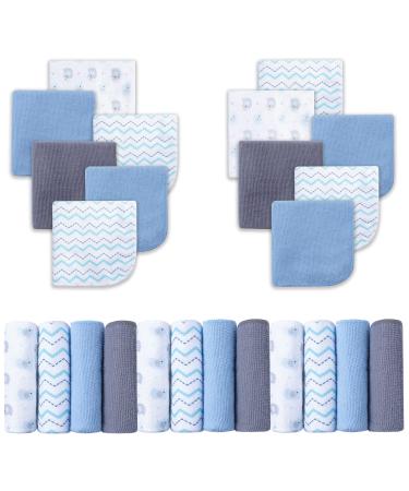 Baby Washcloths, Super Soft Absorbent Baby Bath Wash Cloths for Face & Body, Gentle on Sensitive Skin, 24 Pack Elephant