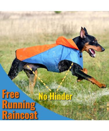 Waterproof Reflective Dog Raincoat for Safety | Orange-Blue Large | Multi Purpose Rain Jacket for Small Medium Large Dogs - Buy Online on GoSupps.com