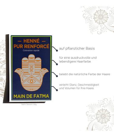 Pellear Henna Main de Fatima 270g - Natural Henna Hair Dye | Pure Copper Color - 3x90g Intensive Henna Powder for Vibrant Hair - Buy Online on GoSupps.com