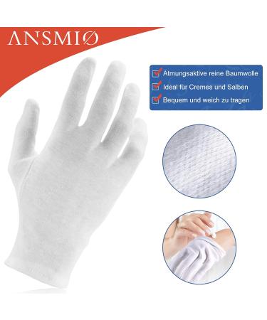 Ansmio 3 Pairs of 100% Cotton Jersey Gloves - Soft Protective Fabric Gloves - White - Size S (23 cm) - Ideal for All-Day Comfort & International Shipping - Buy Online on GoSupps.com