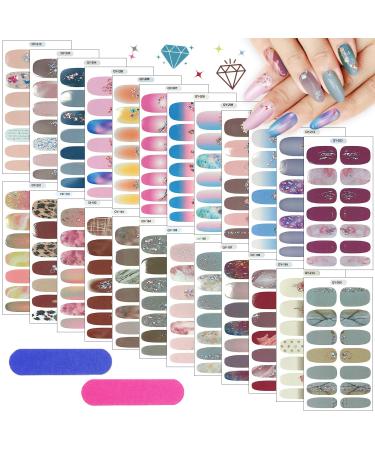 Kalolary 24 sheet nail film nail ticker with 2 pieces nail file glitter diamond nail art sticker self -adhesive nail foil nail art sticker diy nail art for women girls nail art designs - Buy Online on GoSupps.com