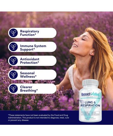 Research Verified Lung and Respiration - Seasonal Allergy and Sinus Support - Vitamin A C & D Quercetin Nettle Leaf Extract - 60 Capsules - Made in The USA 1 - Buy Online on GoSupps.com