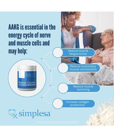 Simplesa Tremor Control Supplement - L-Arginine Alpha-Ketoglutarate with GABA Ubiquinol & Niacin | 360g AAKG Powder for Muscle Health & Tremor Support - Buy Online on GoSupps.com