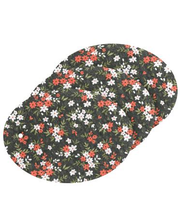 3-Pack Cleaning Kitchen Sponges Oval Pretty Flowers on Dark Kitchen Cellulose Dishwashing Wood Pulp Cotton