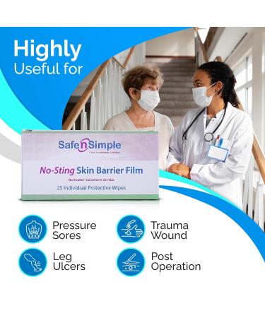 Safe n' Simple No Sting Skin Prep Wipes - 25 Ostomy Barrier Film Wipes - Buy Online on GoSupps.com
