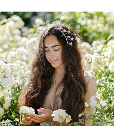 Stars Headband Star Adhesive Face Headbands Star Headbands Rhinestone for Carnival Parties Cosplay and Birthday Parties (Silver) - Buy Online on GoSupps.com