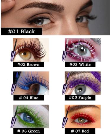 5D Blue Green Mascara Voluminous Waterproof-Silk Fiber Tubing Mascara for Eyelashes Volume and Length Curling Eye Lash Longlasting Colored Liquid Lash Extensions Mascara Halloween Makeup Gift for Women 04#Blue+06#Green - Buy Online on GoSupps.com