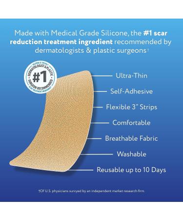 ScarAway Advanced Silicone Scar Sheets - Medical Grade Treatment for Surgical, Burn, Acne & Body Scars - 4 Tan Reusable Strips - Buy Online on GoSupps.com