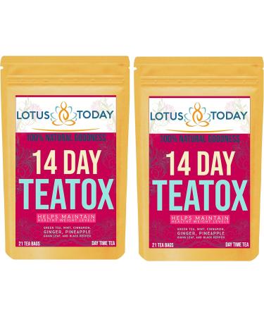  lotustoday Tea ox 14 Days - Detox Tea with Green Tea Cinnamon & Ginger - 21 Tea Bags (63 Tea Bags) - Buy Online on GoSupps.com
