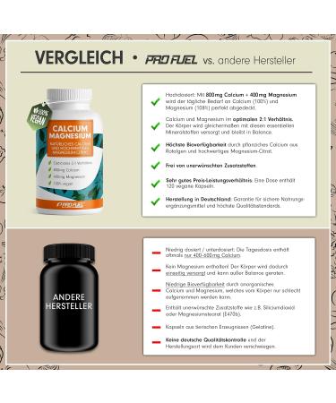 Calcium & Magnesium 800mg + 400mg - Vegan High-Dose 3x120 Capsules | Natural Red Algae & Magnesium Citrate | Made in Germany - Buy Online on GoSupps.com