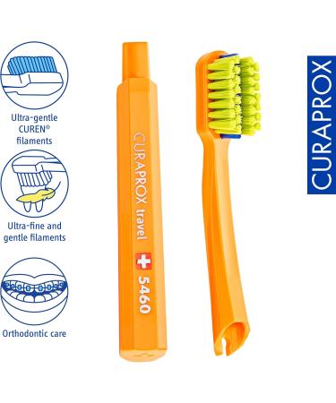 Curaprox CS 5460 Ortho Travel Refill | Duo-Pack Brush Heads for Travel Toothbrush - Orange - Buy Online on GoSupps.com