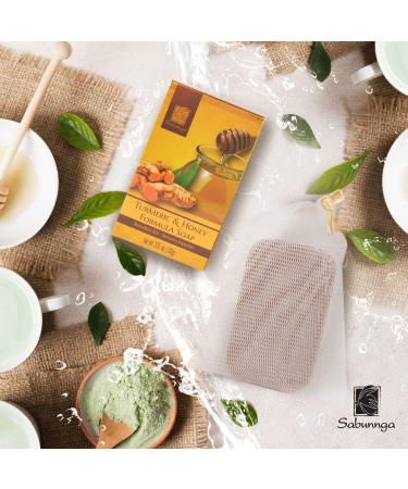 Sabunnga Turmeric Soap Bar - Natural Honey Turmeric Soap for Face & Body - Fades Dark Spots, PH Balanced, Gentle Exfoliating - Buy Online on GoSupps.com