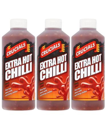 Hot Chilli Sauce Bundle with Crucial Extra Hot Chilli Squeezy Sauce 1L (3 Pack)