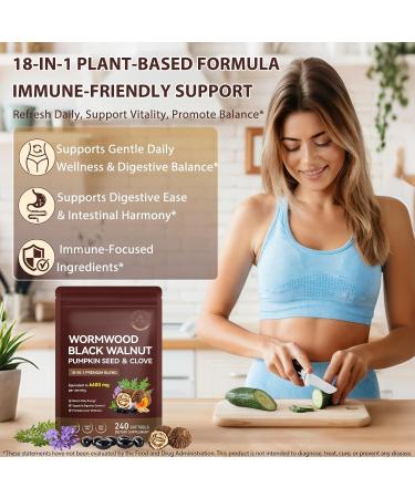 KITNOBLIS Black Walnut Wormwood Complex 18-in-1 Herbal Blend 6600mg Serving with Clove Pumpkin Seed Garlic Oregano Supports Digestive Balance Gut Comfort & Daily Vitality 240 Softgels - Buy Online on GoSupps.com