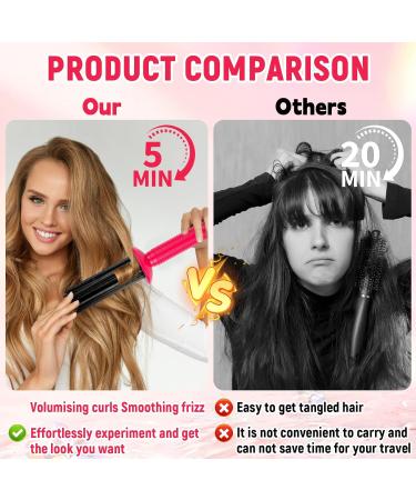 Curling Roll Comb Curling Hair Brush Hair Fluffy Curling Brush Hair Rollers Styling Brush for Curly Hair Hair Curling Roll Comb for Women Girls Heatless Curling Wand Comb Hair Dryer Accessories Pink - Buy Online on GoSupps.com