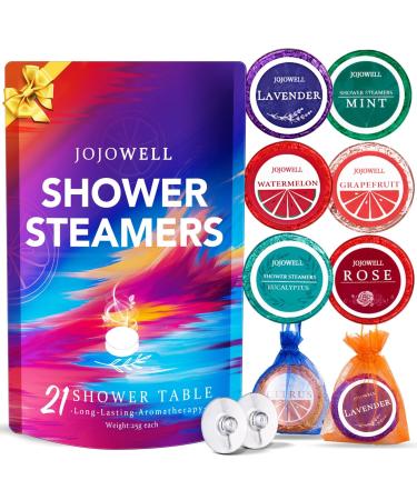 JoJowell Stocking Stuffers for Women - 21 Packs Shower Steamers with Essential Oils for Self Care Stress Relief Christmas Gifts for Women Birthday Gifts for Men Bloom Variety