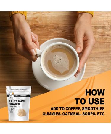 It's Just! - Lion's Mane Mushroom Powder Natural Raw Superfood Brain Support Immune Health Boost Energy Non-GMO 8oz - Buy Online on GoSupps.com