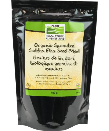 NOW Foods Organic Golden Flax Seed Meal Source of Essential Fatty Acids and Fiber Cold-Processed Certified Non-GMO 400g (Packaging May Vary)