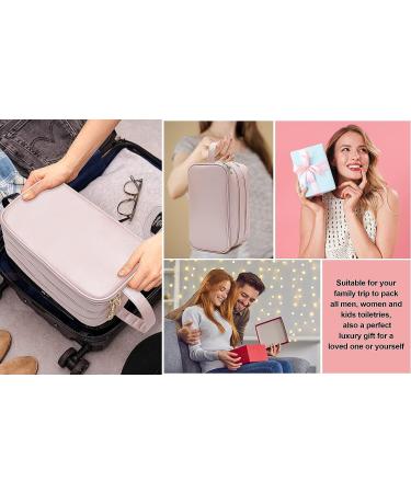 BAIMAY Travel Makeup Bag - Water Resistant Eco Leather Toiletry Bag for Women - Pink, Perfect for Full Size Toiletries - Ideal Easter & Birthday Gift - Buy Online on GoSupps.com