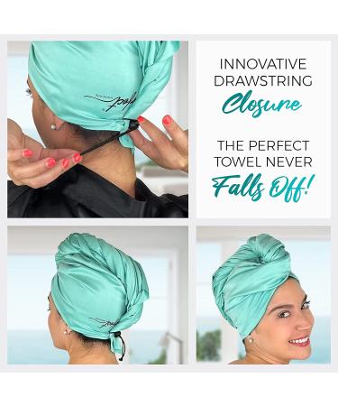 Microfiber Hair Towel Wrap - Quick Drying Turban for Women & Girls | Anti-Frizz Aquamarine - Buy Online on GoSupps.com