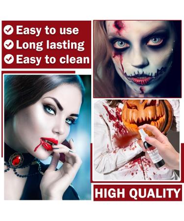 Realistic Fake Blood Spray Kit - Washable Halloween Blood Makeup for Zombie & Vampire Cosplay | Black Stipple Sponge Included - Buy Online on GoSupps.com