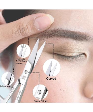 ZIZZLON Eyebrow Scissors for Men and Women - Professional Stainless Steel Grooming Tool for Facial Hair, Nose, Mustache, Beard, and Eyelash - Buy Online on GoSupps.com