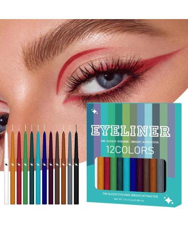 Eye Liner Set | 12 Colors Makeup Eye Liners Waterproof Eye Liners Long Lasting Eye Colors Makeup Colors for Women Eye and Lip - Buy Online on GoSupps.com