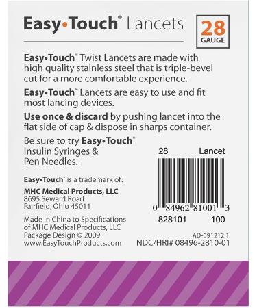 EasyTouch Twist Lancets - 28 G (100 Count) | Buy Lancets Online - Buy Online on GoSupps.com