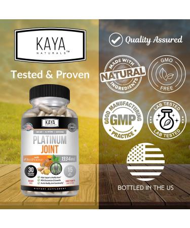 Kaya Naturals Platinum Mobility Turmeric - Bioperine Glucosamine Turmeric with Boswellia Healthy Natural Mobility Support Turmeric Curcumin 1334mg - 30 Capsules 60 Count (Pack of 1) - Buy Online on GoSupps.com
