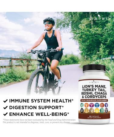 Lions Mane Mushroom Supplement with Turkey Tail Reishi Cordyceps Chaga with Marshmallow Root - 2-Pack 120 Capsules (Pack of 2) - Buy Online on GoSupps.com