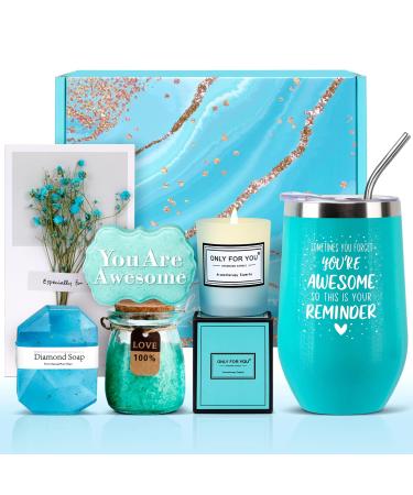 Birthday Gifts for Women - Relaxing Spa Gifts Basket Set for Women Her Mom Grandma Daughter Sister Wife Girlfriend Female Friends Coworker Teachers Unique Bath Set Gifts for Women (Blue)