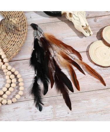 Oenothera 6 Pieces 3 Feather Hair Clips Indian Feather Headband Hippie Boho Headpiece for Women and Girls - Buy Online on GoSupps.com