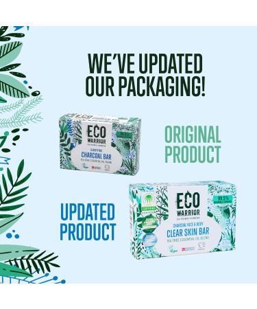 Eco Warrior Charcoal Clear Skin Soap Bar - Vegan Cruelty Free No SLS or Parabens Whole Body Soap Moisturising Charcoal Grapeseed and Anti Bacterial Tea Tree Essential Oil Eco Friendly Soap 100g - Buy Online on GoSupps.com