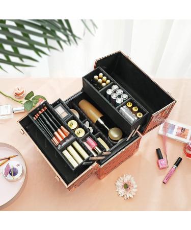 Songmics Rose Gold Cosmetic Case - Lockable Make-Up Organizer for Travel & Hairdressers | Stylish Storage for Visagists | JBC323RD Pink Gold - Buy Online on GoSupps.com
