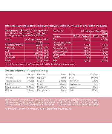 PharmaSGP Pure collagen in pharmacy quality 900g bioactive premium peptides from highquality collagen hydrolyzate With vitamin C biotin zinc and copper tasteless good solubility 900g 3er Pack - Buy Online on GoSupps.com