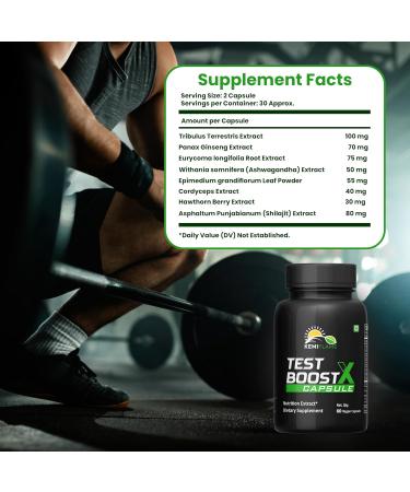 Test Boost X | Natural Testosterone Support | Energy Stamina & Performance | Vegan Capsules 60 Count | Dietary Supplement for Men 1 Count (Pack of 1) - Buy Online on GoSupps.com