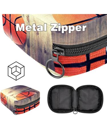 Retro Basketball Wood Storage Bag | Portable Menstrual Cup & Pad Pocket for Women & Teens - Buy Online on GoSupps.com