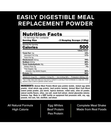Animal Meal - All Natural High Calorie Meal Shake - Egg Whites  Beef Protein  Pea Protein  Vanilla Vanilla 5.3 Pound (Pack of 1) - Buy Online on GoSupps.com