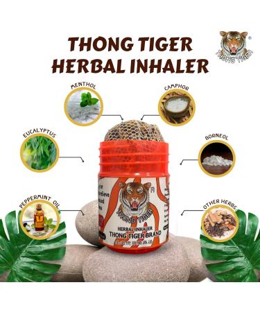 Thong Tiger Herbal Inhaler Thai Nasal Inhaler with Menthol Peppermint Oil & Herbal Blend for Sinus Relief Clear Breathing & Aromatherapy Pocket-Sized Natural Remed (1) - Buy Online on GoSupps.com