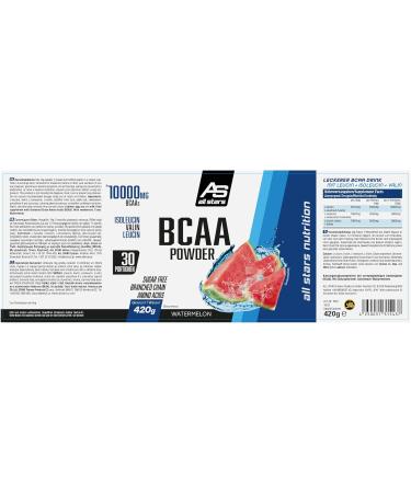 All Stars BCAA Powder 420G | Sugar-Free Vegan Protein Shake | High-Quality Branch-Chain Amino Acids | Watermelon Flavor - Buy Online on GoSupps.com