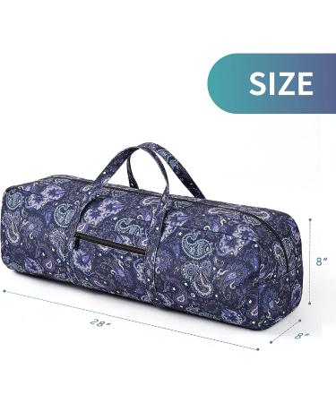 Boulder Bee Yoga Mat Bag - Large Carrier with Wet Pocket, Gym Tote for Women | Blue Cashew Flower Design | Yoga Gifts - Buy Online on GoSupps.com