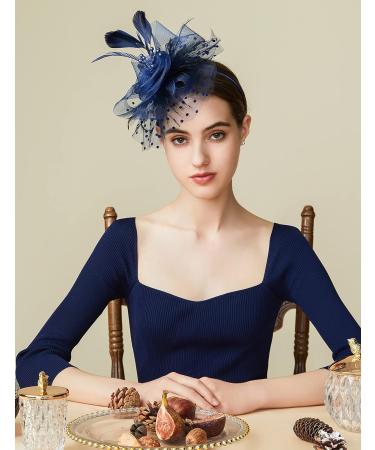 Artideco Dark Blue Fascinator Hat for Women | Cocktail Party & Tea Party Accessories | Perfect Hairpiece for Events - Buy Online on GoSupps.com