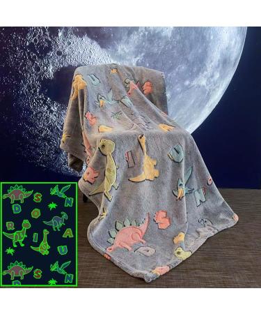MOYORA Glow In The Dark Blanket Dinosaur Throw Blankets for Boys Girls Kids Birthday Gifts Soft Toy Cozy Flannel Fluffy Plush 50" 60" (130_x_150_cm dinosaur) 130_x_150_cm Dinosaur