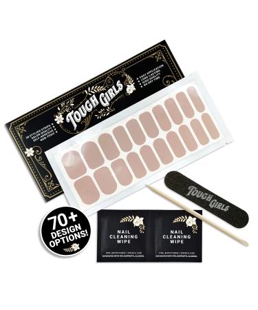 TOUGH GIRLS | Nail Polish Strips | 20 Stylish Strips | Brighter, Thicker, Tougher | Includes Cuticle Stick, Nail File, & Nail Wipes (Nude)